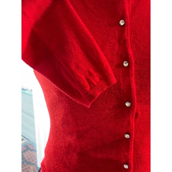 L.A.M.B. 2005 Boudoir Cherry Red Cashmere Cardigan Size M - Picture 10 of 10